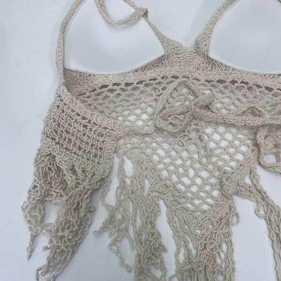 Beige Crochet Fringe Top - Picture 4 of 5